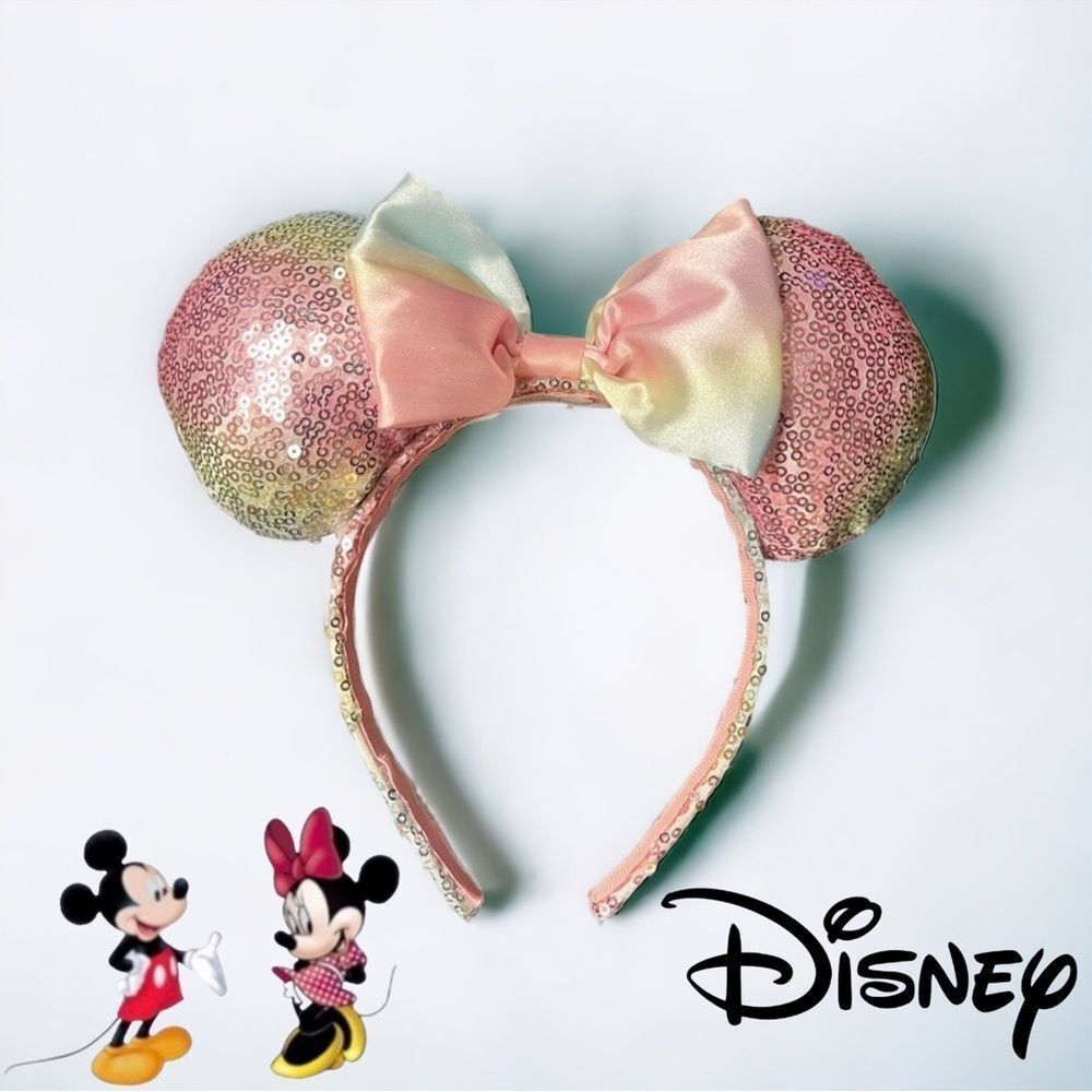 Disney Cotton Candy Rainbow Sequin Minnie Mouse Ears Deluxe